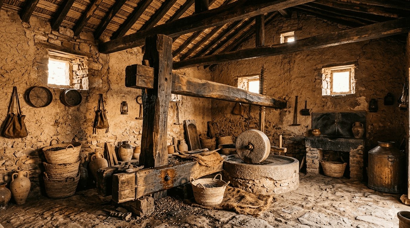 Huilerie traditionnelle algérienne — pressoir ancien